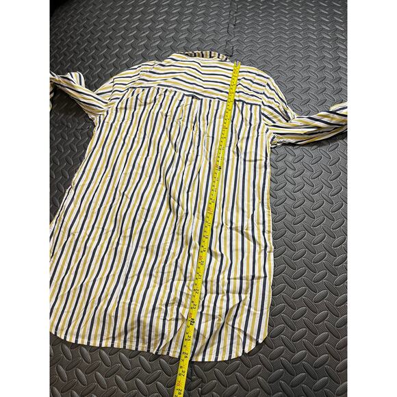 NWT J Crew Striped Classic Fit Boy Shirt Button Top Blue Yellow White Women’s 2 - Picture 6 of 7